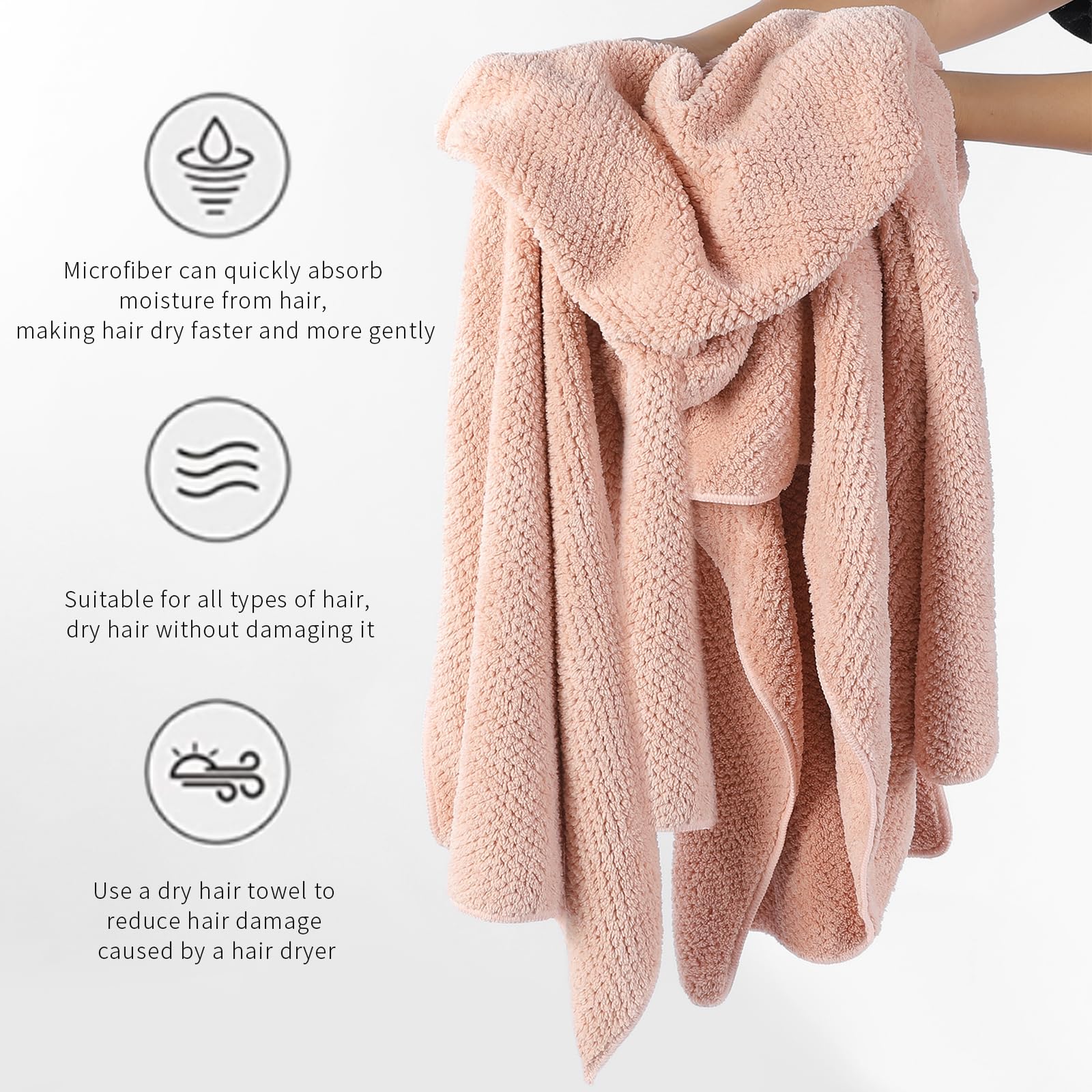 Laojbaba Microfiber Hair Towel Quick Dry Hair Towel Hair Drying Towels Suitable for All Kinds of Hair Ultra Absorbent Long and T